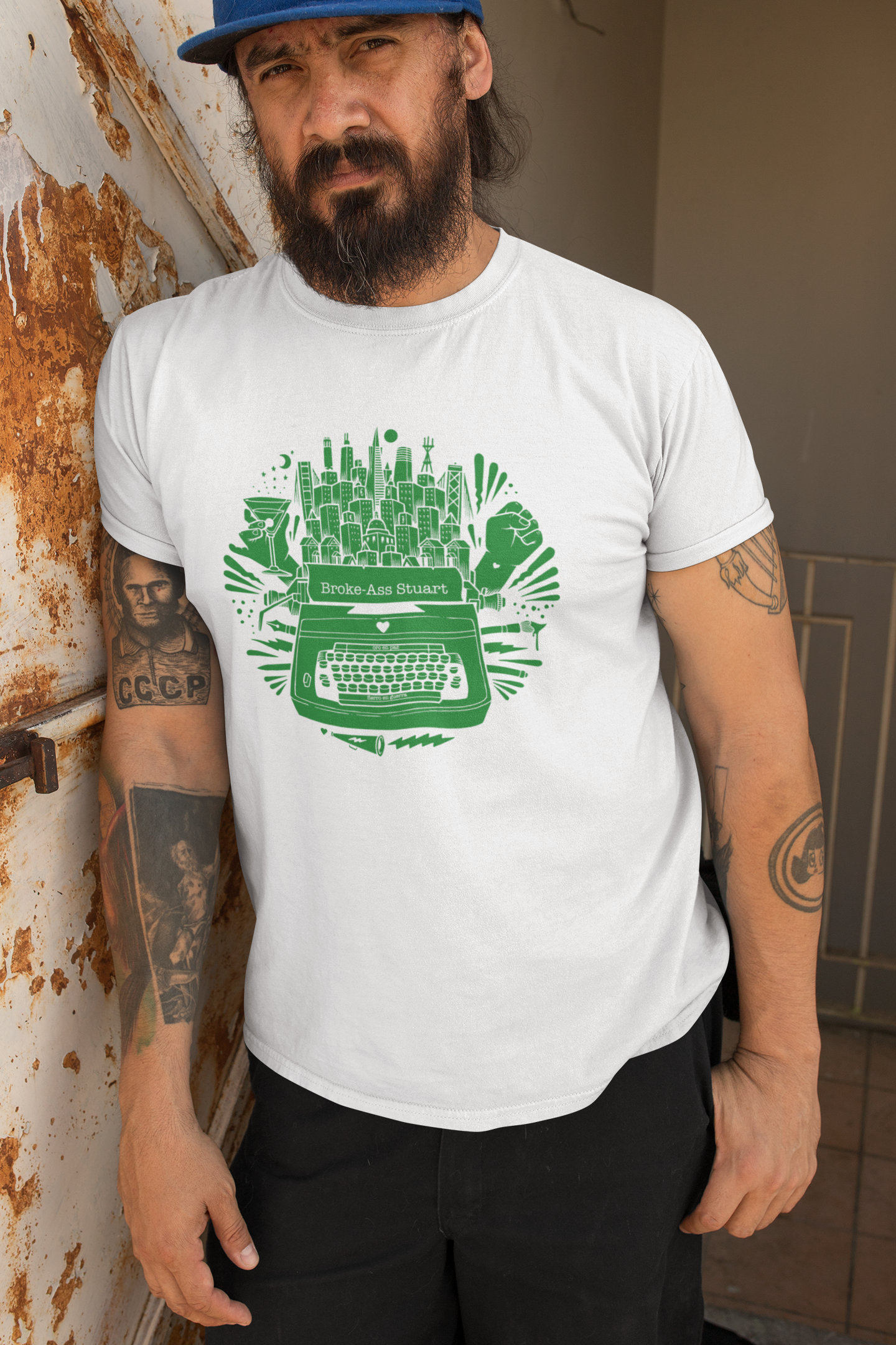 Jeremy Fish "Typewriter Design" Men's White Tee