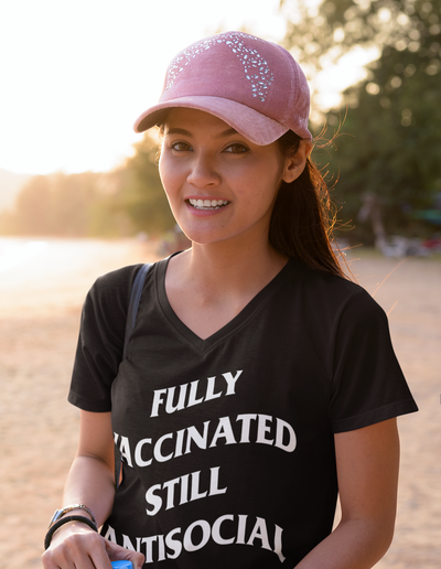 Fully Vaccinated Still Antisocial Women's V-Neck