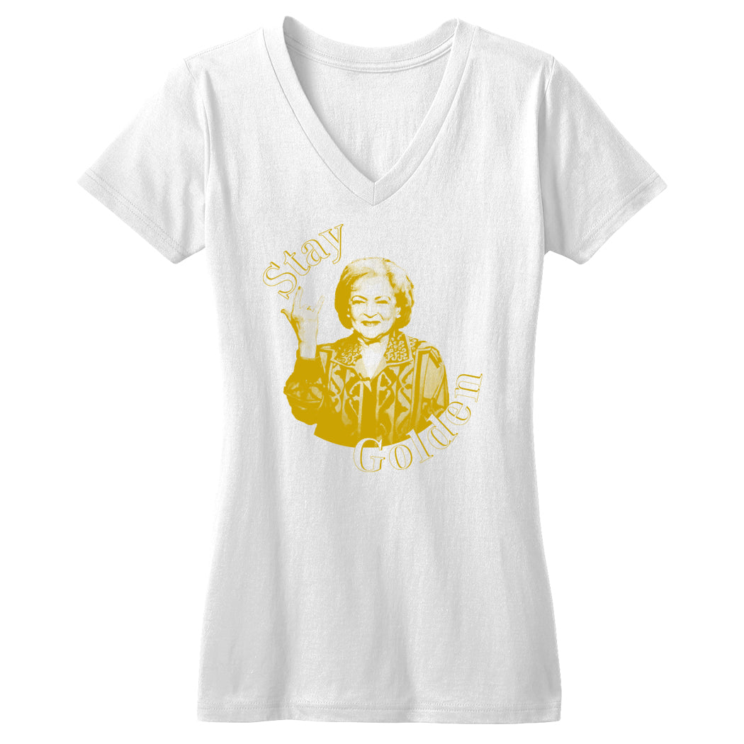 Stay Golden Women's White VNeck